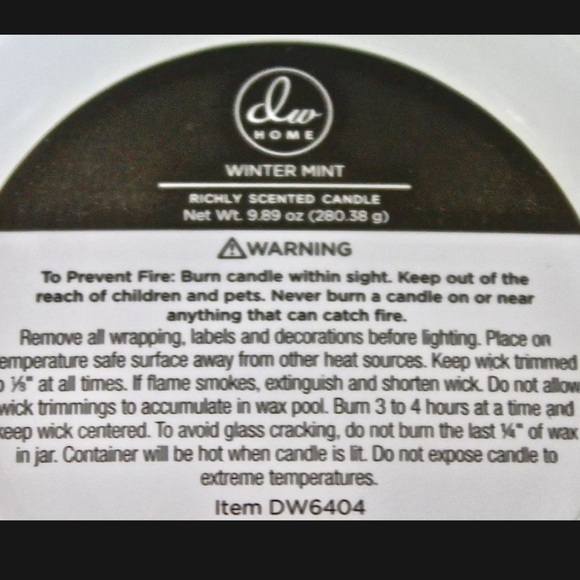 DW HOME CANDLE WINTER MINT RICHLY SCENTED - Picture 3 of 3